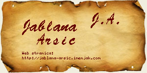 Jablana Arsić vizit kartica